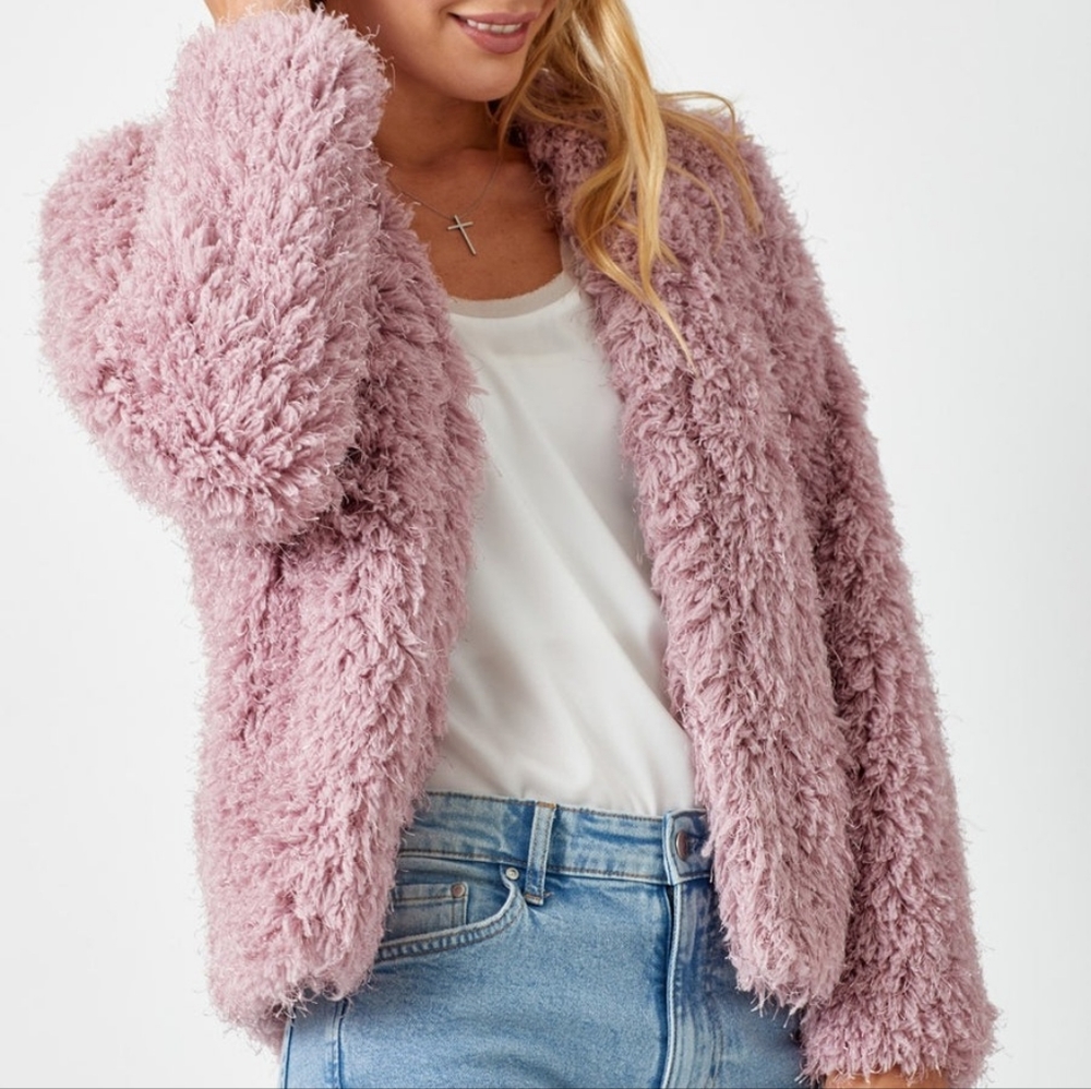 NWT Mystree Faux Fur Open Jacket, Size M